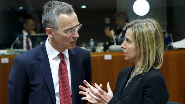 Federica Mogherini im Gespräch mit Nato-Generalsekretär Stoltenberg Federica Mogherini im Gespräch mit Nato-Generalsekretär Stoltenberg