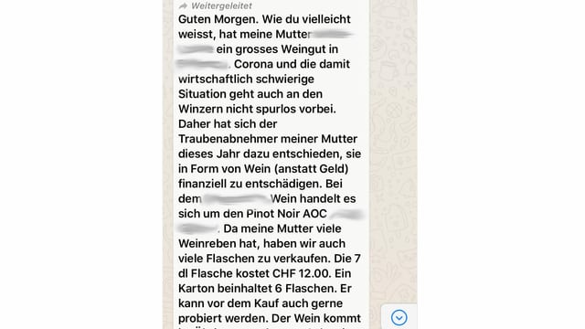 Eine Whatsappnachricht. Eine Whatsappnachricht.