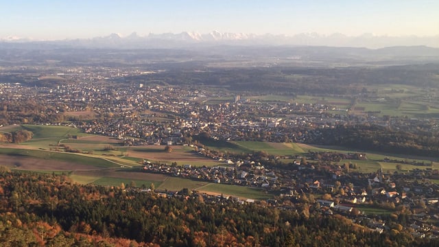 Ausblick vom Jura über das Mittelland zu den Alpen Ausblick vom Jura über das Mittelland zu den Alpen