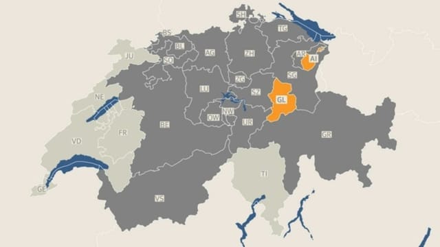 Eingefärbte Schweizerkarte Eingefärbte Schweizerkarte