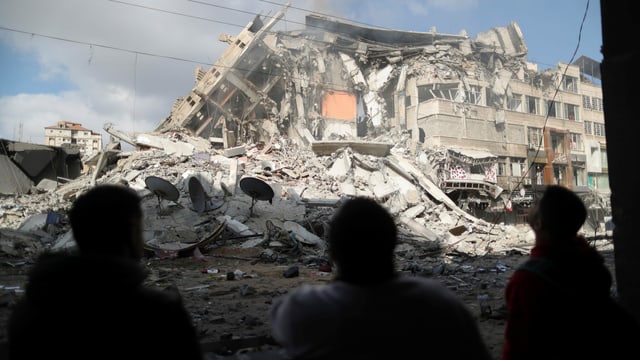 Zu sehen eine Ruine in Gaza. Zu sehen eine Ruine in Gaza.