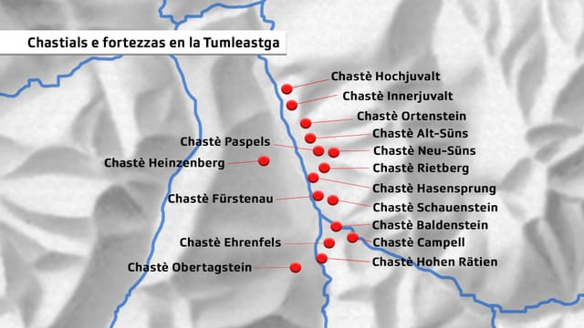 Grafica che mussa ils chastels e fortezzas en la Tumleastga. Grafica che mussa ils chastels e fortezzas en la Tumleastga.