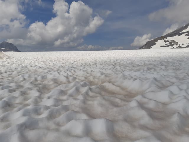 Blick auf eine Schneefeld auf einem Gletscher. Blick auf eine Schneefeld auf einem Gletscher.