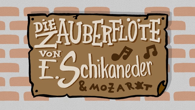 Illustration: Ein Plakat auf einer kündigt die Zauberflöte an, Mozarts Name ist nur klein darauf zu lesen. Illustration: Ein Plakat auf einer kündigt die Zauberflöte an, Mozarts Name ist nur klein darauf zu lesen.