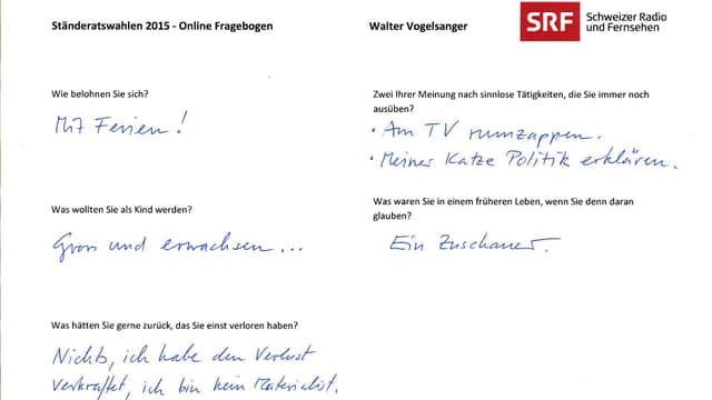 Ein Fragebogen. Ein Fragebogen.