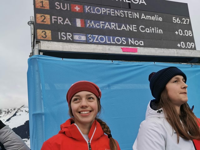 Super-G-Siegerin Amélie Klopfenstein. Super-G-Siegerin Amélie Klopfenstein.