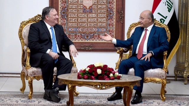 Mike Pompeo mit dem irakischen Präsident Barham Salih Mike Pompeo mit dem irakischen Präsident Barham Salih