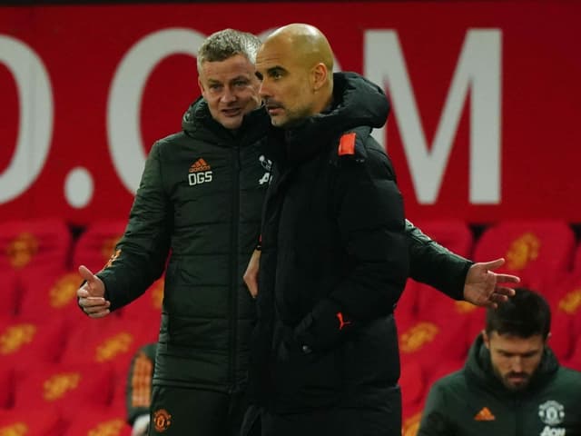Ole Gunnar Solskjaer und Pep Guardiola. Ole Gunnar Solskjaer und Pep Guardiola.