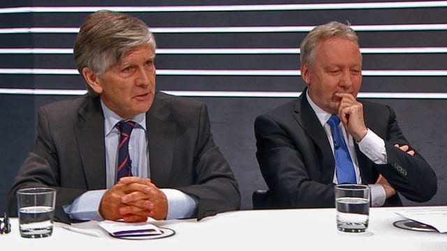 Walter Kälin und Ansgar Gmür am Expertentisch. Walter Kälin und Ansgar Gmür am Expertentisch.