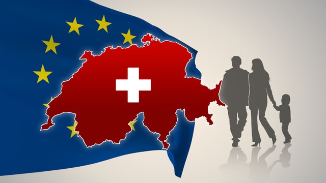 Europa-Flagge mit Schweizerkarte Europa-Flagge mit Schweizerkarte