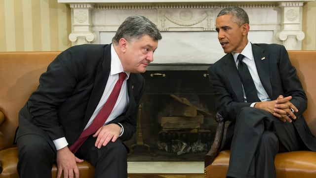 Poroschenko und Obama bei einem Treffen. Poroschenko und Obama bei einem Treffen.