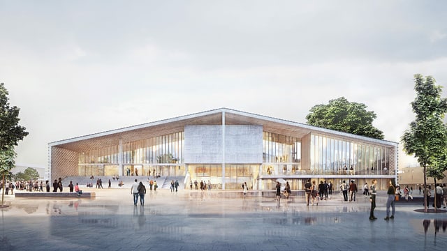 Ein Haus mit Glasfassade. Ein Haus mit Glasfassade.