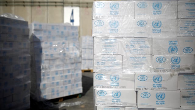 Lebensmittellieferung für den Gazastreifen der UNRWA. Lebensmittellieferung für den Gazastreifen der UNRWA.