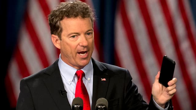 Rand Paul als Redner bei der Bekanntgabe seiner Kandidatur. Rand Paul als Redner bei der Bekanntgabe seiner Kandidatur.