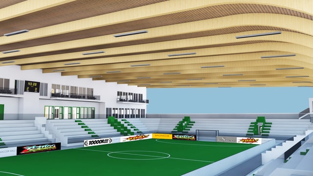 Skizze einer Sporthalle. Skizze einer Sporthalle.