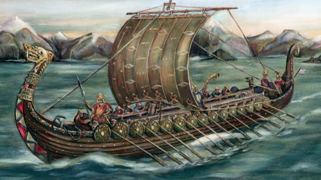 Ein Wikingerschiff auf hoher See. Ein Wikingerschiff auf hoher See.