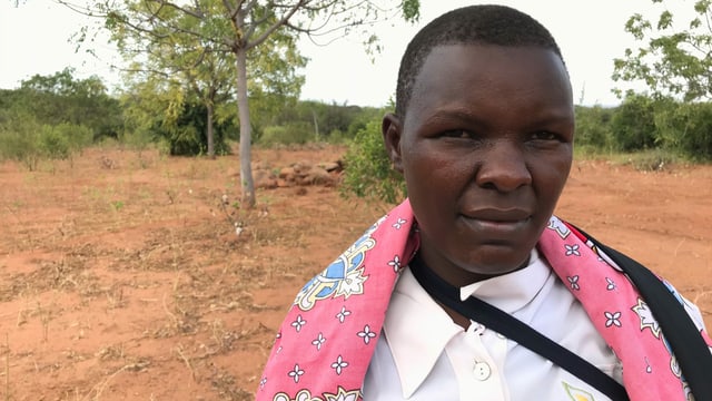 Bäuerin Margaret Kamene in Nahaufnahme. Bäuerin Margaret Kamene in Nahaufnahme.