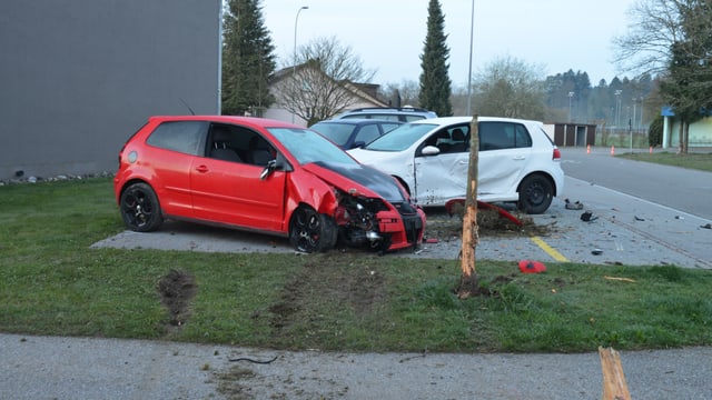 Zwei kaputte Autos und ein kaputter Baum Zwei kaputte Autos und ein kaputter Baum