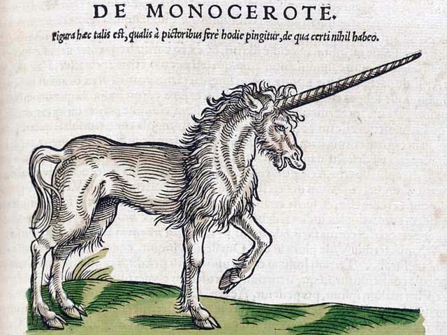 Historische Darstellung eines Einhorns in Conrad Gessners Werk. Historische Darstellung eines Einhorns in Conrad Gessners Werk.