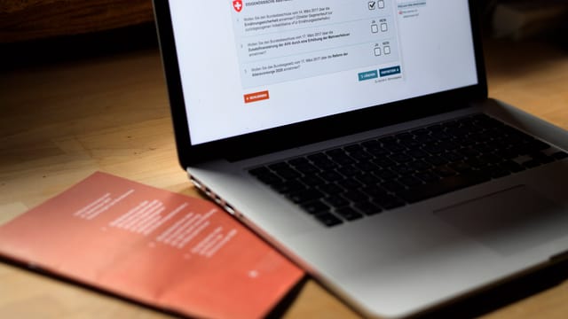 Laptop mit Abstimmungunterlagen Laptop mit Abstimmungunterlagen