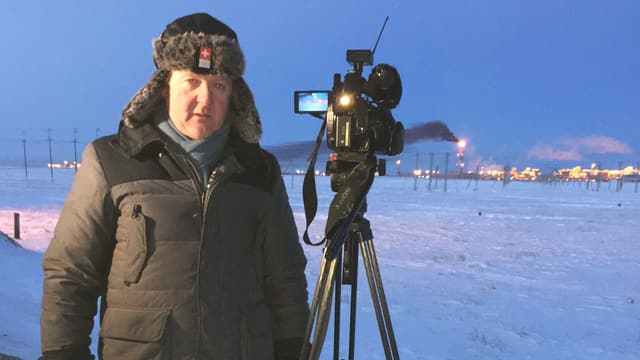 SRF-Korrespondent in Russland, Christof Franzen, beim Dreh auf Jamal, 500 Kilometer nördlich vom Polarkreis. SRF-Korrespondent in Russland, Christof Franzen, beim Dreh auf Jamal, 500 Kilometer nördlich vom Polarkreis.