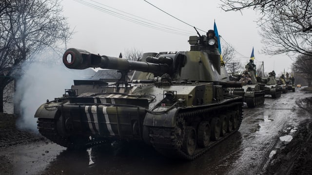 Panzer der ukrainischen Armee in der Umgebung von Donetsk. 