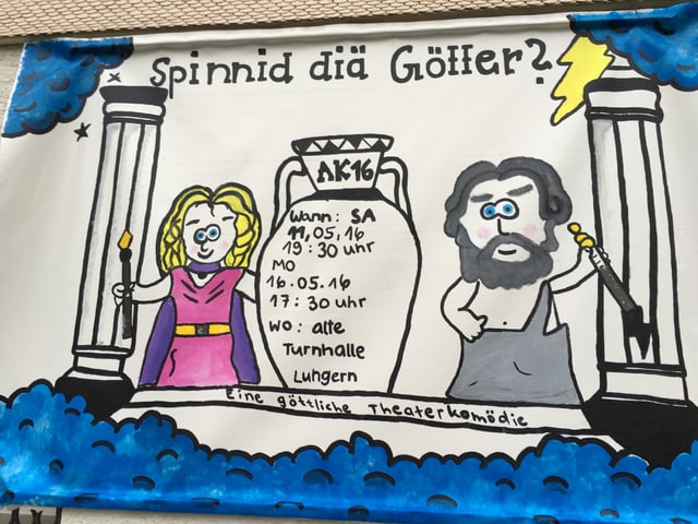 Ein Plakat mit einer Zeichung. Ein Plakat mit einer Zeichung.