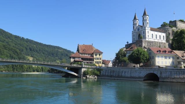 Blick auf Aare, Brücke und Festung Blick auf Aare, Brücke und Festung