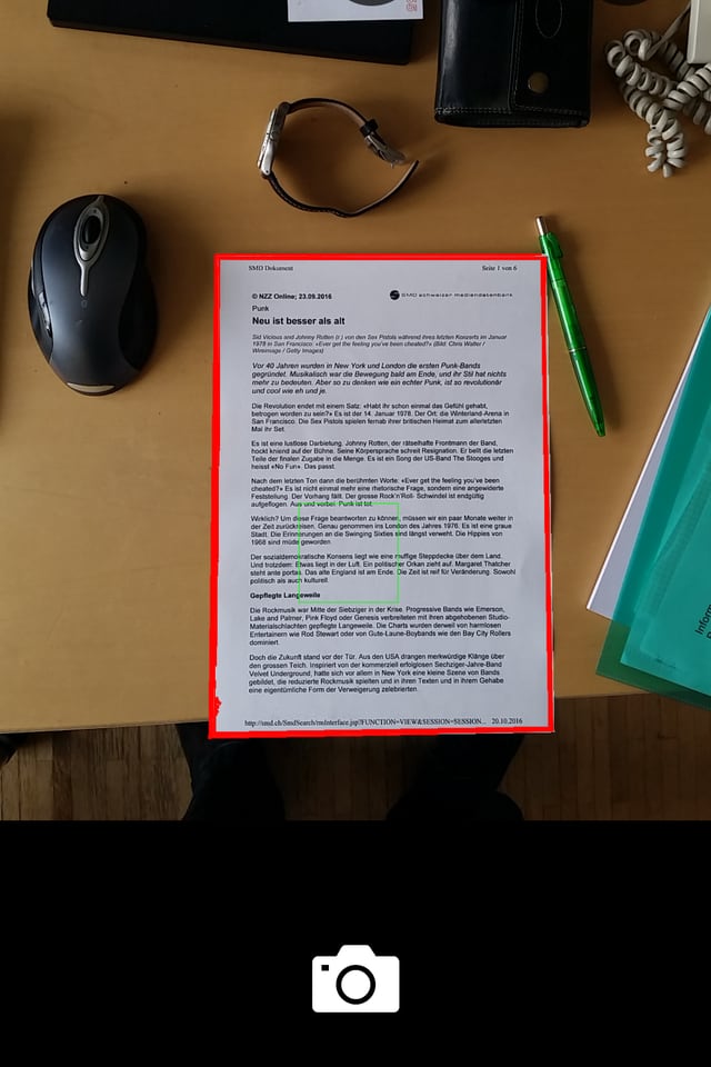 Parktisch: Apps wie Office Lens erkennen das Dokument automatisch und scannen automatisch nur dieses. Parktisch: Apps wie Office Lens erkennen das Dokument automatisch und scannen automatisch nur dieses.