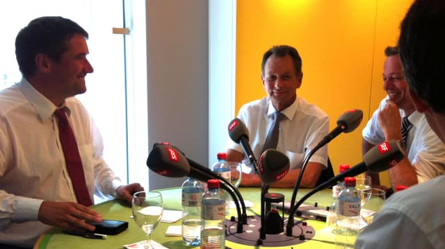 Gesprächsrunde mit den Herren Levrat, Müller und Landolt. Gesprächsrunde mit den Herren Levrat, Müller und Landolt.