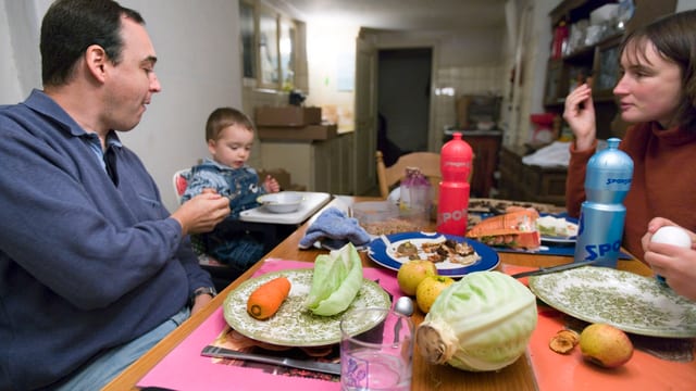 Familie am Esstisch. Familie am Esstisch.