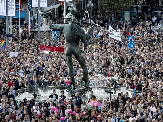 Demonstration für Flüchtlinge im Sommer 2015 in Göteborg. Demonstration für Flüchtlinge im Sommer 2015 in Göteborg.