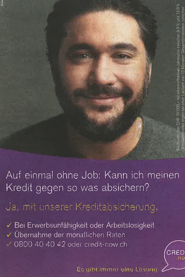 Das Inserat der Bank Now Das Inserat der Bank Now