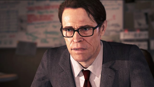 Portraitaufnahme der Game-Figur Nathan Dawkins, gespielt von Willem Dafoe. Portraitaufnahme der Game-Figur Nathan Dawkins, gespielt von Willem Dafoe.