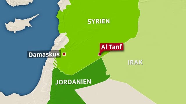 Karte von Syrien, Jordanien und Irak, eingezeichnet al-Tanf Karte von Syrien, Jordanien und Irak, eingezeichnet al-Tanf
