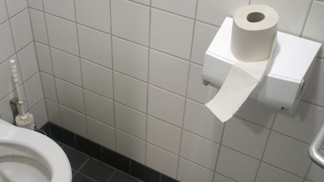 WC-Rolle auf einem WC WC-Rolle auf einem WC