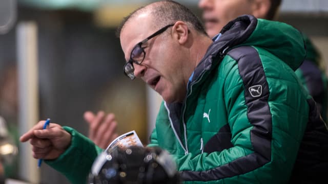 Eishockeytrainer an der Bande Eishockeytrainer an der Bande