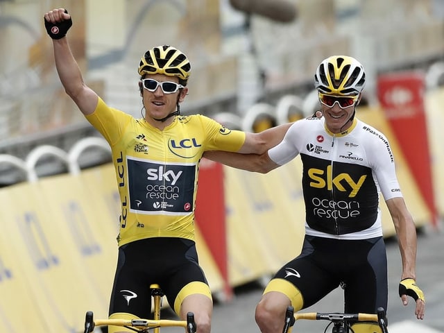Geraint Thomas (l.) und Chris Froome (r.). Hier noch vom Team Sky engagiert. Geraint Thomas (l.) und Chris Froome (r.). Hier noch vom Team Sky engagiert.