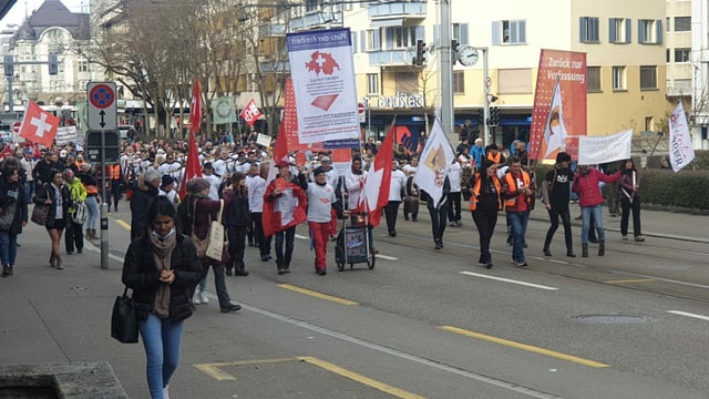 Demonstranten auf der Strasse.