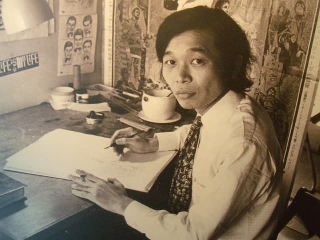 Kazuo Kamimura beim Zeichnen. Kazuo Kamimura beim Zeichnen.