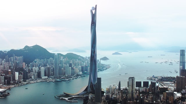 Der riesige Wolkenkratzer in Honkong Der riesige Wolkenkratzer in Honkong