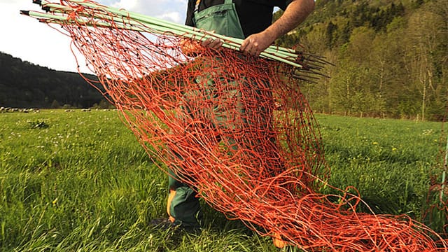 Ein Bauer entwickelt ein Weidenetz. Ein Bauer entwickelt ein Weidenetz.