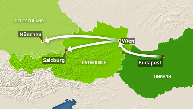 Die Route der Flüchtlinge. Die Route der Flüchtlinge.
