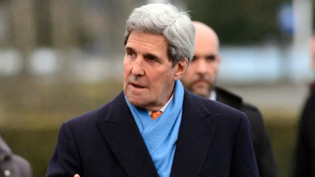 US-Aussenminister John Kerry bei den Atomgesprächen in Lausanne. US-Aussenminister John Kerry bei den Atomgesprächen in Lausanne.