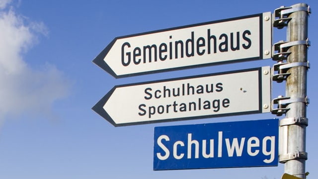Ein Wegweiser mit der Aufschrift "Gemeindehaus" Ein Wegweiser mit der Aufschrift "Gemeindehaus"