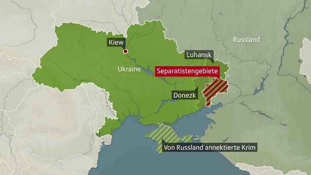 Karte der Ukraine mit eingezeichneten Separatistengebieten Karte der Ukraine mit eingezeichneten Separatistengebieten