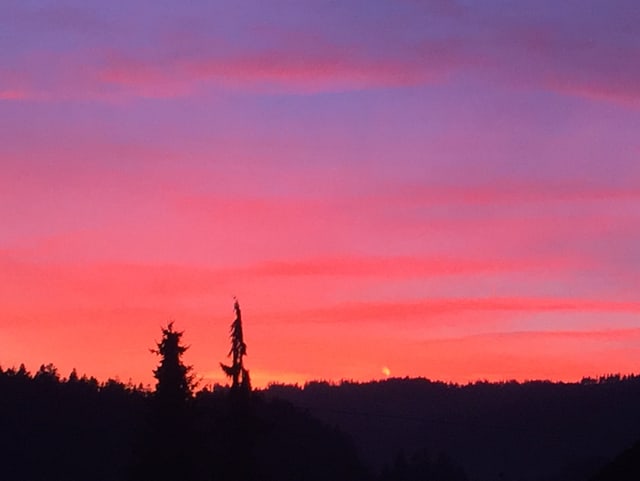 Violett-rosa Himmel.