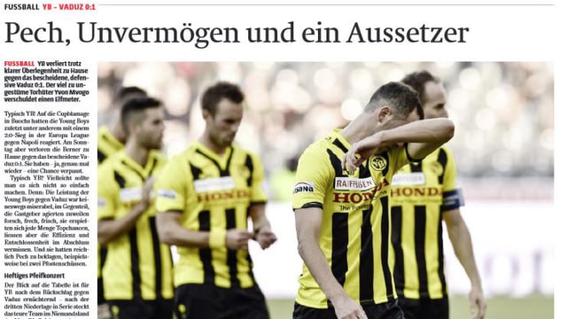 Schlagzeile aus der Berner Zeitung vom 3. November 2014. Schlagzeile aus der Berner Zeitung vom 3. November 2014.