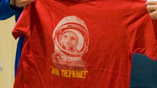 Gagarin auf Shirt gedruckt. Gagarin auf Shirt gedruckt.