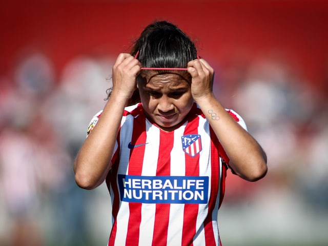 Eine Spielerin von Atletico Madrid. Eine Spielerin von Atletico Madrid.
